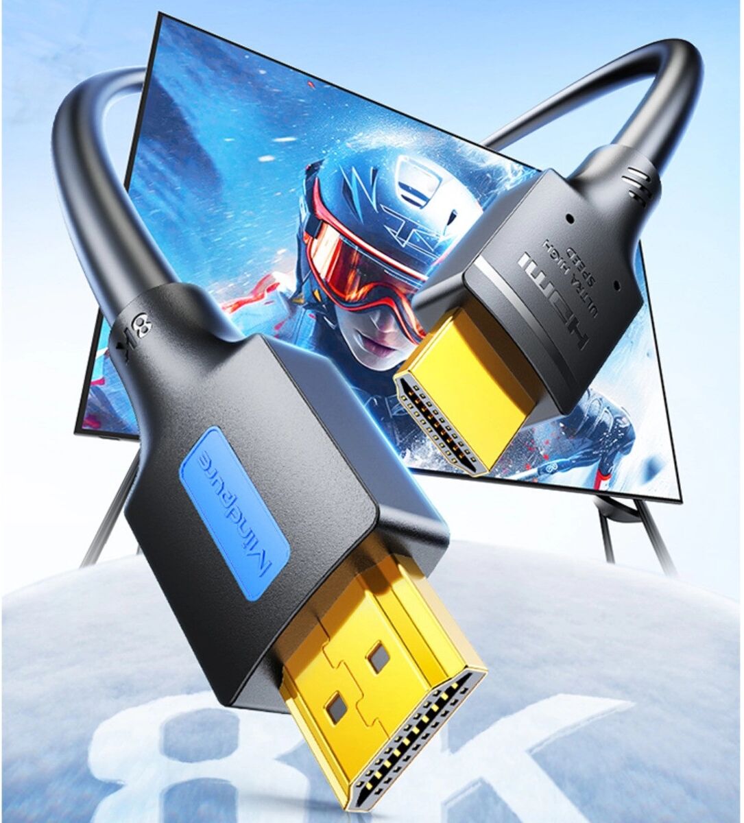 INF HDMI-2.1-HDTV-Kabel für 8K bei 60 Hz, 4K bei 144 Hz, eARC und Gaming mit hoher Bildwiederholrate 10 m