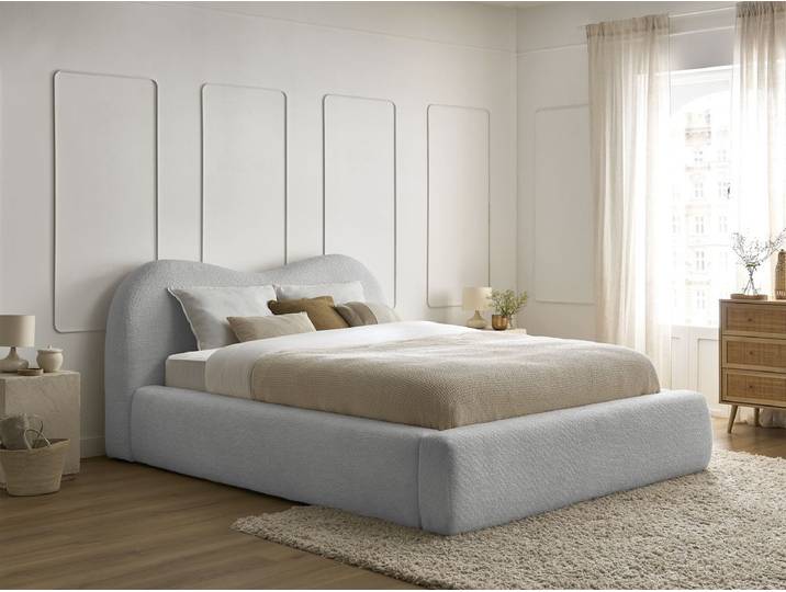 Lit coffre ORLANE tissu bouclette 140x190