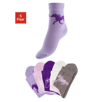 Socken H.I.S "Kindersocken", Mädchen, Gr. 27-30, bunt (bunt, gemustert), Baumwollmischung, uni und gemustert, elastisch, Socken Socken, mit Pferdemotiven