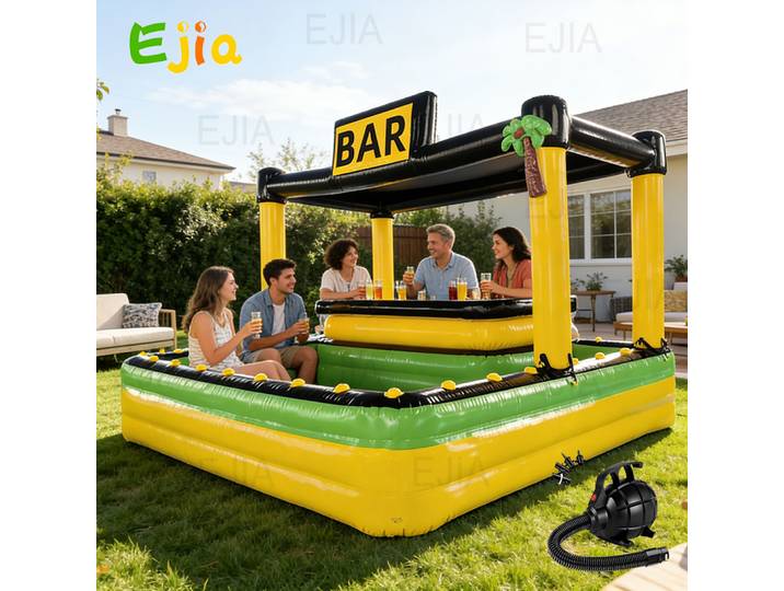 Bar de piscine gonflable pliable personnalisé avec auvent, bar de piscine gonflable en PVC pour les fêtes dans la cour et les rassemblements en plein air
