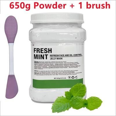 Inspired Finds 650g Chamomile Hyaluronic Acid Facial Moisturizing Jelly Mask Powder With Silicone Brush mint
