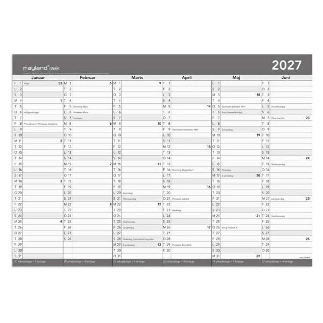 Mayland-Burde Basic kontorkalender m/whiteboard-funktion A2 2027 (27268800)