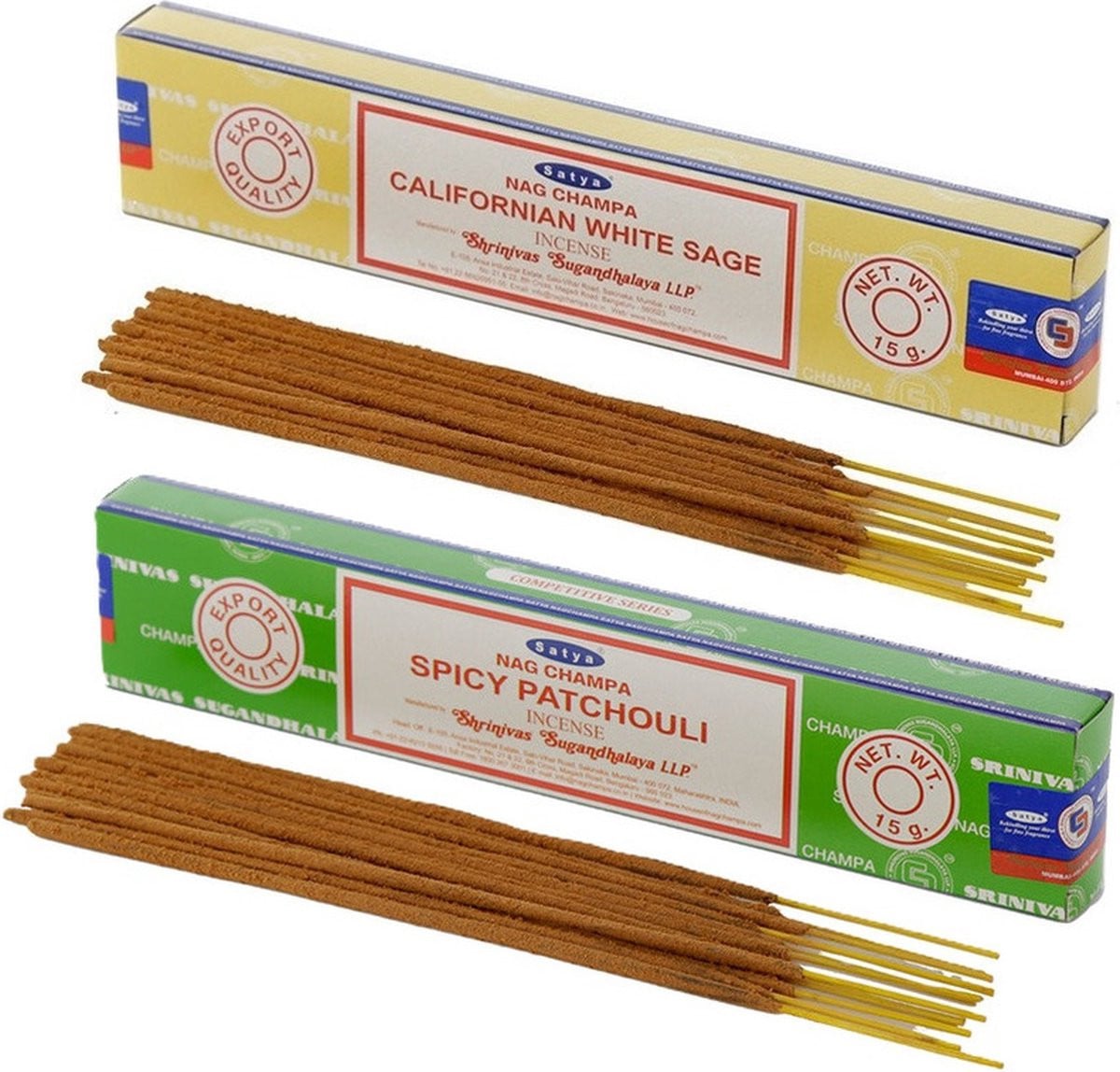 Satya Wierook Cadeauset met Witte Salie en Patchouli Geurstokjes voor Meditatie