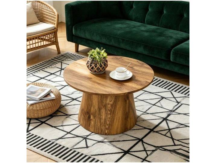 ELVORIN Table basse ronde 60 x 35 cm aspect bois MDF charge 120 kg montage facile couleur bois