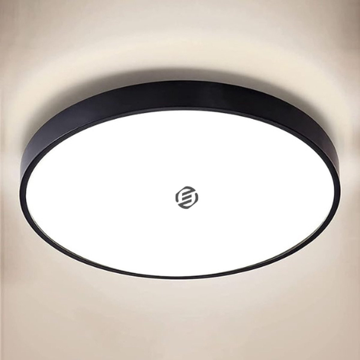 Equivera Moderne Ronde LED Badkamerlamp - Plafondarmatuur IP44 - Zwart