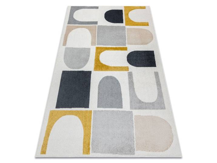 Tapis FUSION 0213 blanc / jaune - Géométrique moderne abstrait - 120x170 cm
