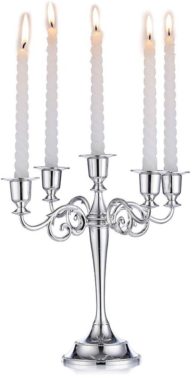 Elegante Aluminium Kandelaar voor Diner Tafel of Woondecoratie - Zilver