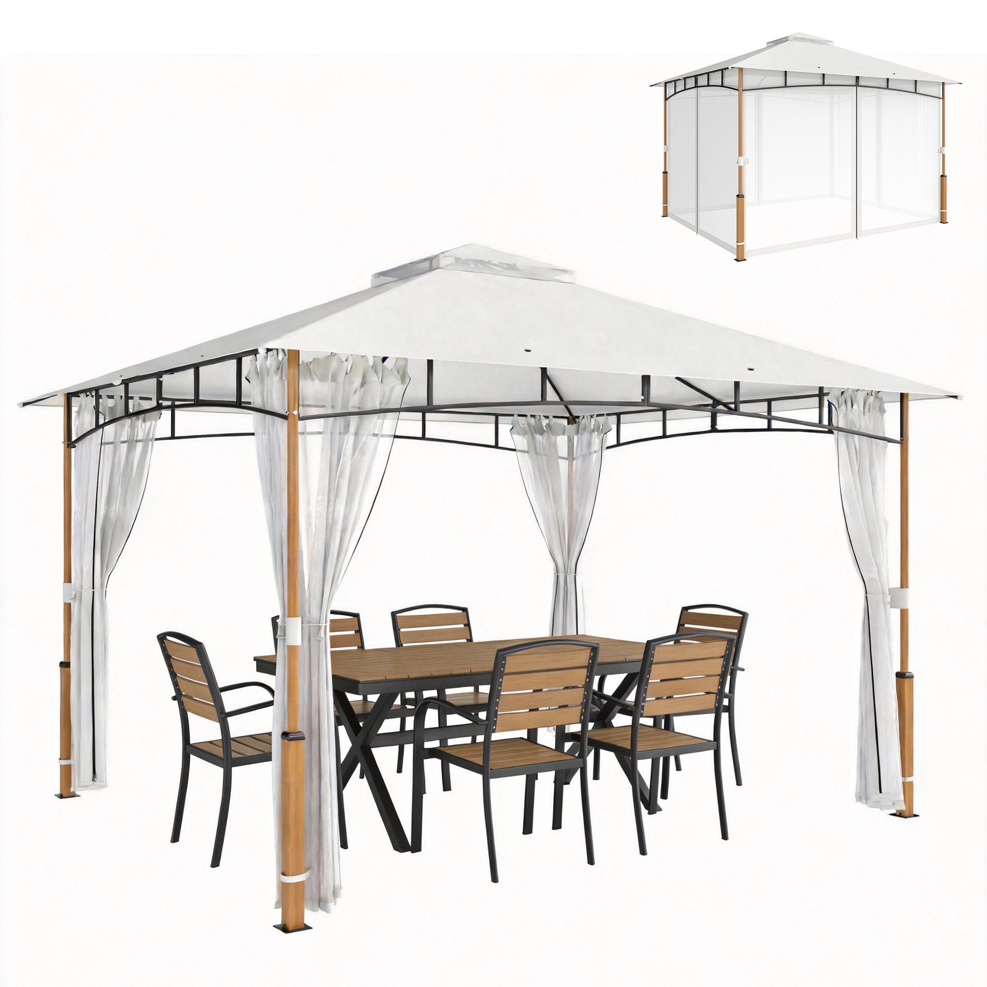 3 x 3,6 m Pavillon, Doppeldach UPF50+ mit Moskitonetz, Creme
