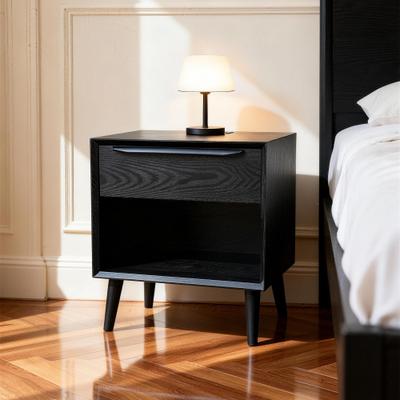 Mid Century Modern Nightstand with Charging Ports and Spacious Storage