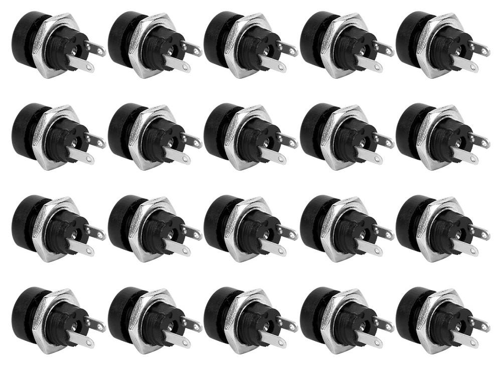 Gistuch 20 stuks DC-022B voedingsconnector met schroefdraad en moer, koperen paneelmontage connector