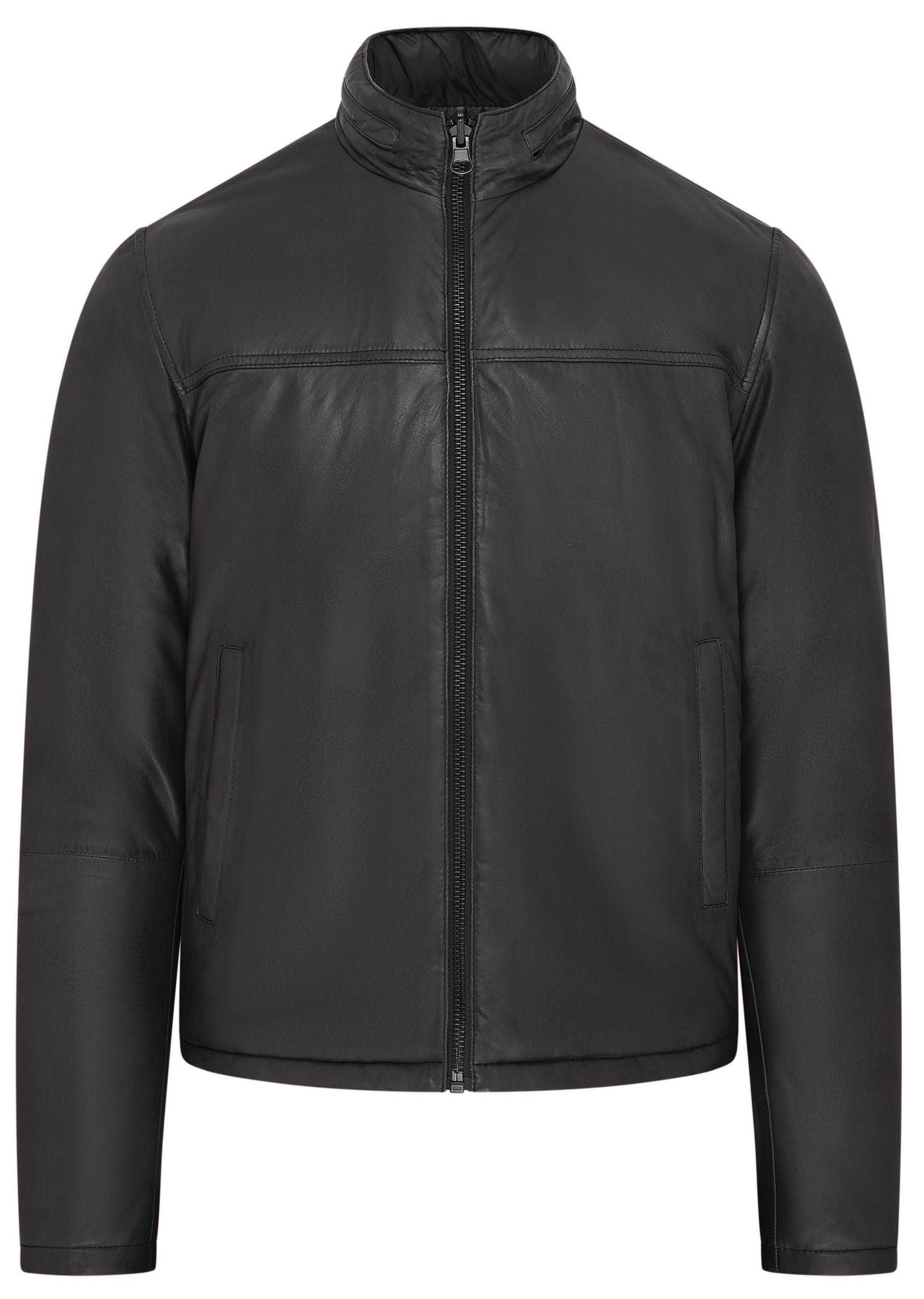 Schwarze Wende-Bomber-Lederjacke für Herren – Raufoss