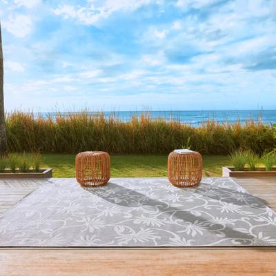 Reyn Spooner Kona Coast Polynesian Pareau Gray Tropical Flatweave Indoor/ Outdoor Area Rug