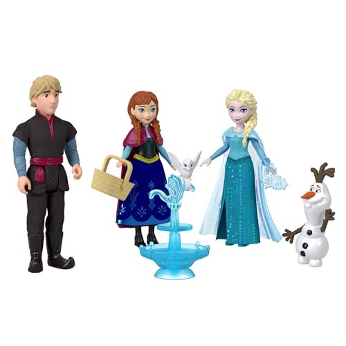 Mattel Disney Frozen poppenset met Anna, Elsa, Kristoff en Olaf, 4 stuks, meerkleurig