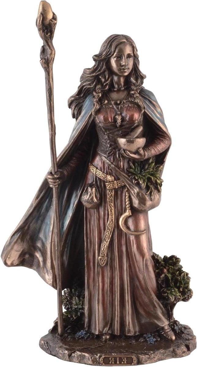 Handgebronsde Godin van Geneeskunde Mythologische Figuur Woondecoratie Brons Hoogte: 24 cm