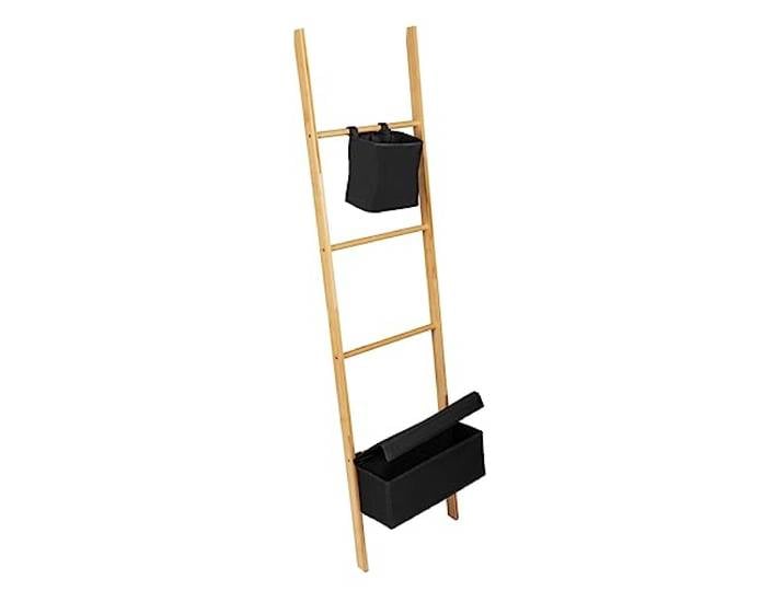 WENKO Ecori Escabeau à 2 paniers bambou 44 x 170 x 4 cm