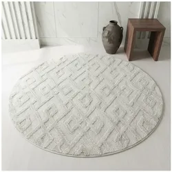 Teppich Hochflor TALFER in Creme, geometrisch, Ø 160 cm