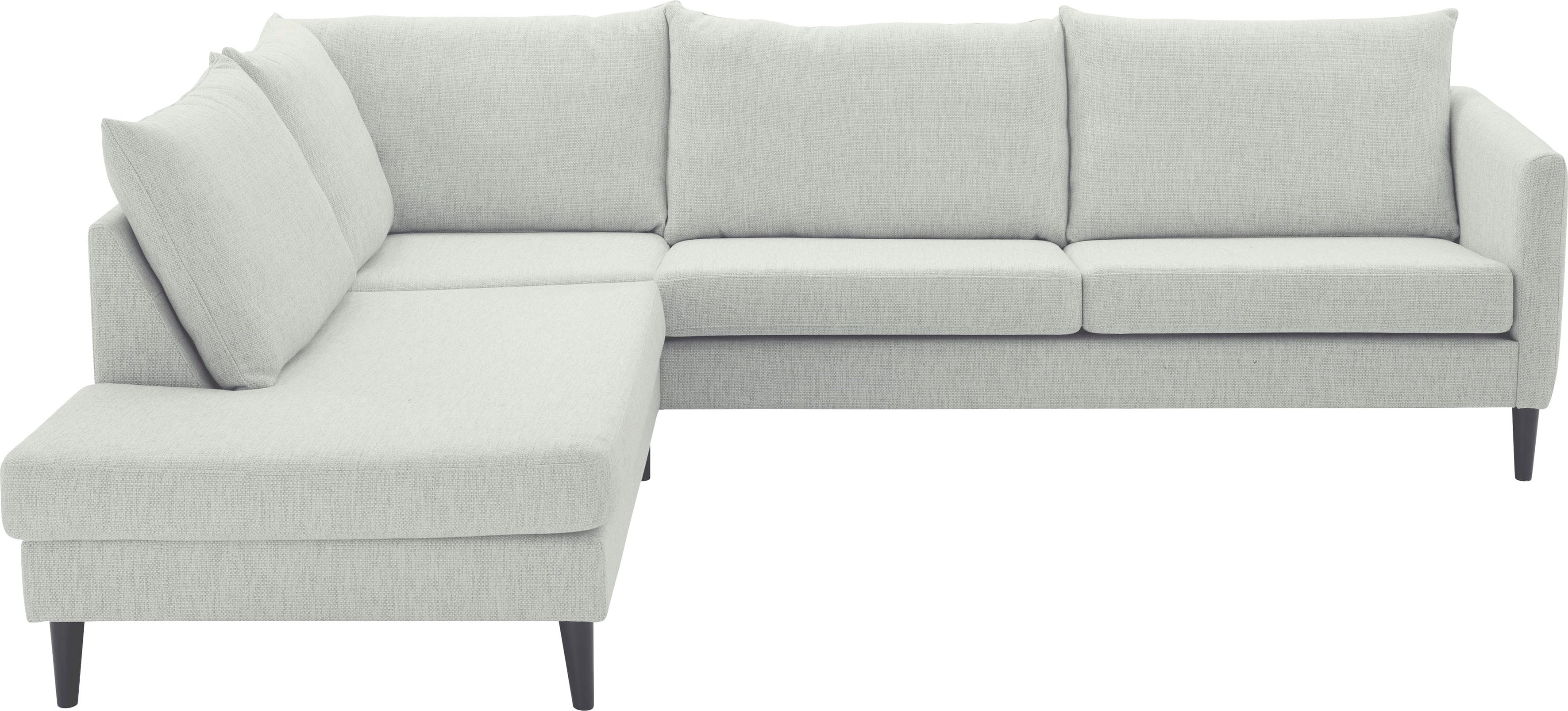 Ecksofa GOODPRODUCT "Rekvik L-Form", grau (hellgrau), B:258cm H:79cm, Sofas, Ecksofa, mit Wellenunterfederung, mit Massivholzfüssen hellgrau B/H/T: 258cm x 79cm, Struktur, Recamiere links