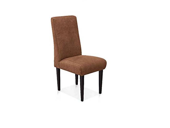 CAVADORE Esszimmerstuhl Malm / Polsterstuhl für Küche oder Esszimmer in Lederoptik / Mit Kontrastnaht / Passend zur Küchengarnitur Malm / 48 x 103 x 62 / Mikrofaser: cognac