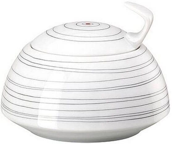 Zuckerdose ROSENTHAL "TAC Gropius Stripes 2.0", weiss (dunkelgrau, weiß), Porzellan, Lebensmittelaufbewahrungsbehälter, Zuckerdose dunkelgrau, weiß Einheitsgröße