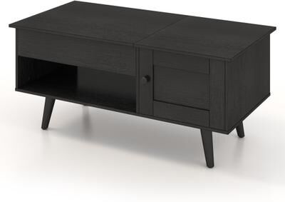 Costway Lift Top Coffee Table with Storage and Hidden Compartment-Black