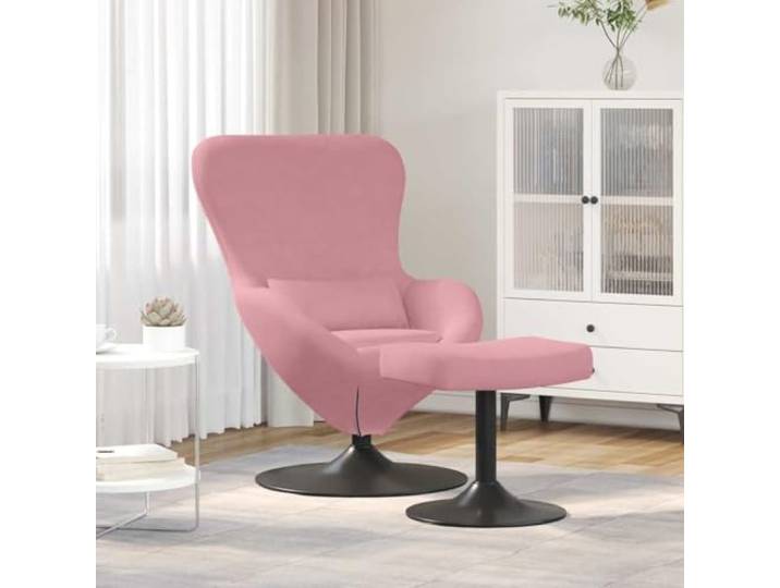WHOPBXGAD Samt 360 Grad Drehfuß Loungesessel Rosa 63x73x90 cm Eierstuhl mit Fußhocker Rosa Samt, 360° drehbarer Loungesessel, Samtbezug, moderne Eleganz, Wohnzimmer Schlafzimmer