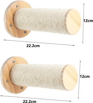 Uplift Curations Wall Mounted Cat Shelves With Hammock Sisal Scratching Post And Climbing Ladder 2pcs Scratching Post