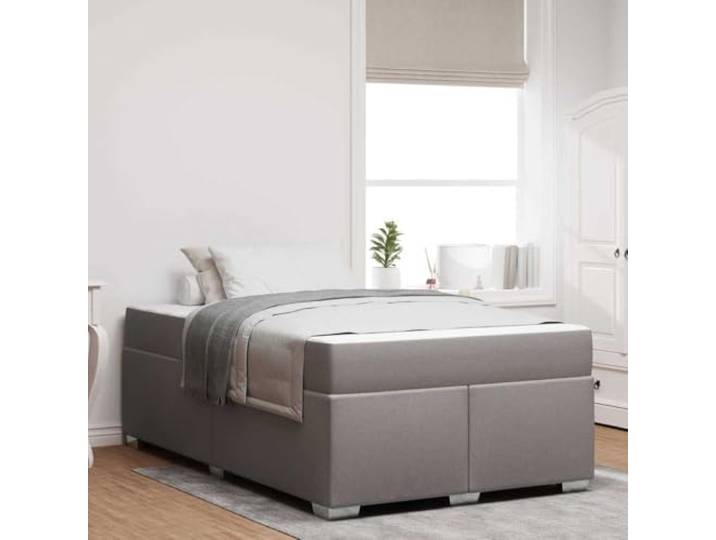 Atmungsaktiver Stoff Holzwerkstoff Modernes Design Schlafzimmer Stilvoll Bettrahmen mit Matratze Taupe 120x200 cm Stoff Doppelbett Komplettset mit Taschenfederkernmatratze Lattenrost Modernes
