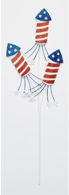 Worth Imports "25"" Red, White & Blue Rocket x 3 with Stars Spray, Set of 3 - 25"