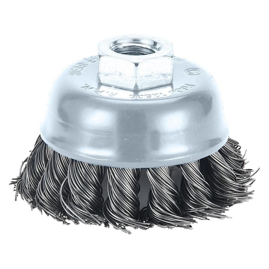 Graphite Bürste mit Knopfkopf 100 mm, gedrehter Stahldraht, M14 (60098026)