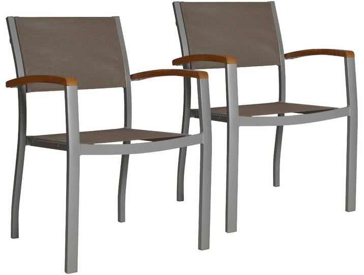 Gartenstuhl MERXX Monaco , grau, B:59cm H:85cm T:56cm, Obermaterial: 100% Polyester, Stühle, Gartenstuhl, Armstützen aus Akazie, stapelbar