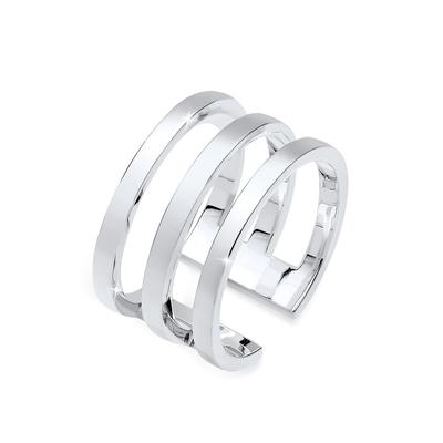Fingerring ELLI "Silberring Breit Schlicht Offen 925 Silber", silber, Fingerringe, Damen, Resizable, ohne Stein, Silber 925 (Sterlingsilber), 11mm, Fingerring