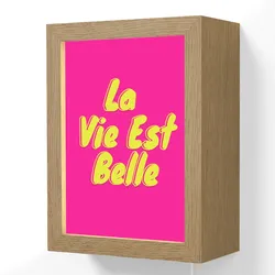 WANDLEUCHTE Zitat - Retro - Rosa 15x20 cm Wandlampe
