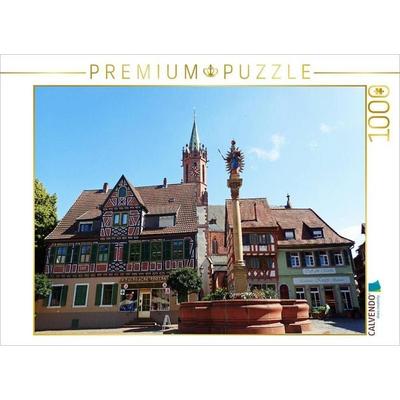 CALVENDO Puzzle Der Marktplatz mit der Marienstatue in Ladenburg am Neckar | 1000 Teile Lege-Größe 64 × 48 cm Foto-Puzzle für glückliche Stunden