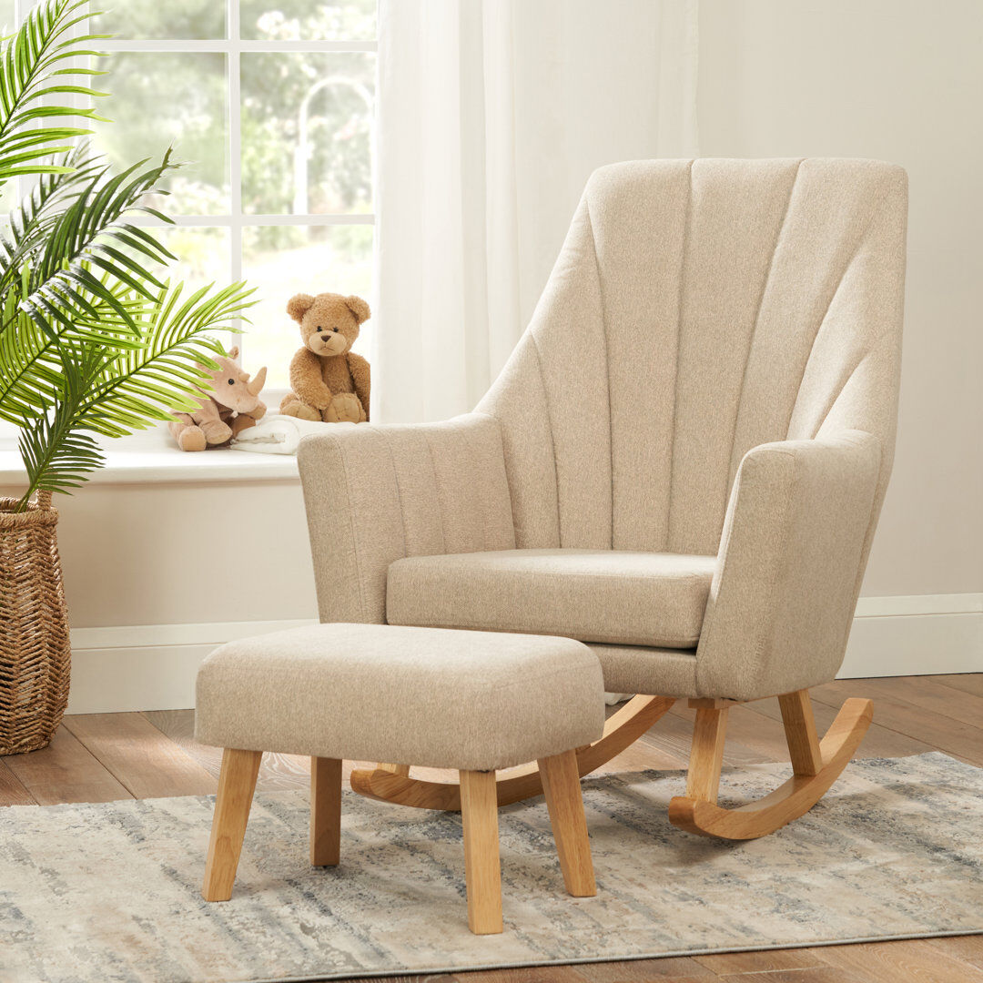 Tutti Bambini Jonah Rocking Chair and Footstool Set Stone 76cm W X 93cm D
