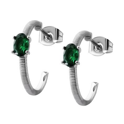Paar Creolen FIRETTI "Schmuck Geschenk Silber 925 Ohrschmuck Ohrringe", grün (silberfarben, grün, grün), Ohrringe, Damen, Silber 925 (Sterlingsilber), mit Zirkonia (synth.)
