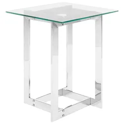 BEISTELLTISCH Glas silber quadratisch 40/40 cm Crystal