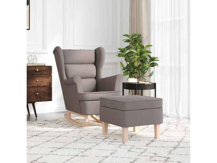 NEUF Fauteuil/Chaise à bascule - BURKE- 1 PLACE - avec repose-pied - Taupe Tissu LL5138