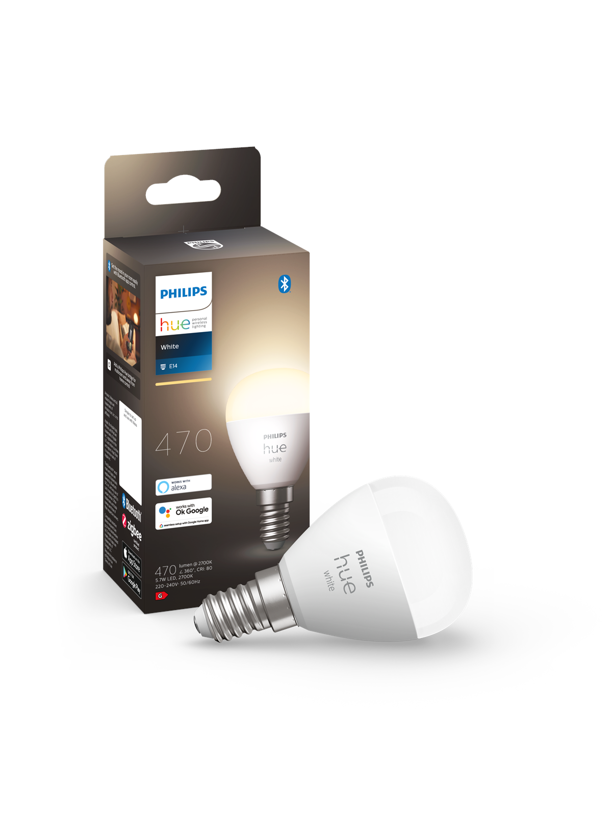 Philips Hue White P45 E14 Luster Bulb - 1-Pack