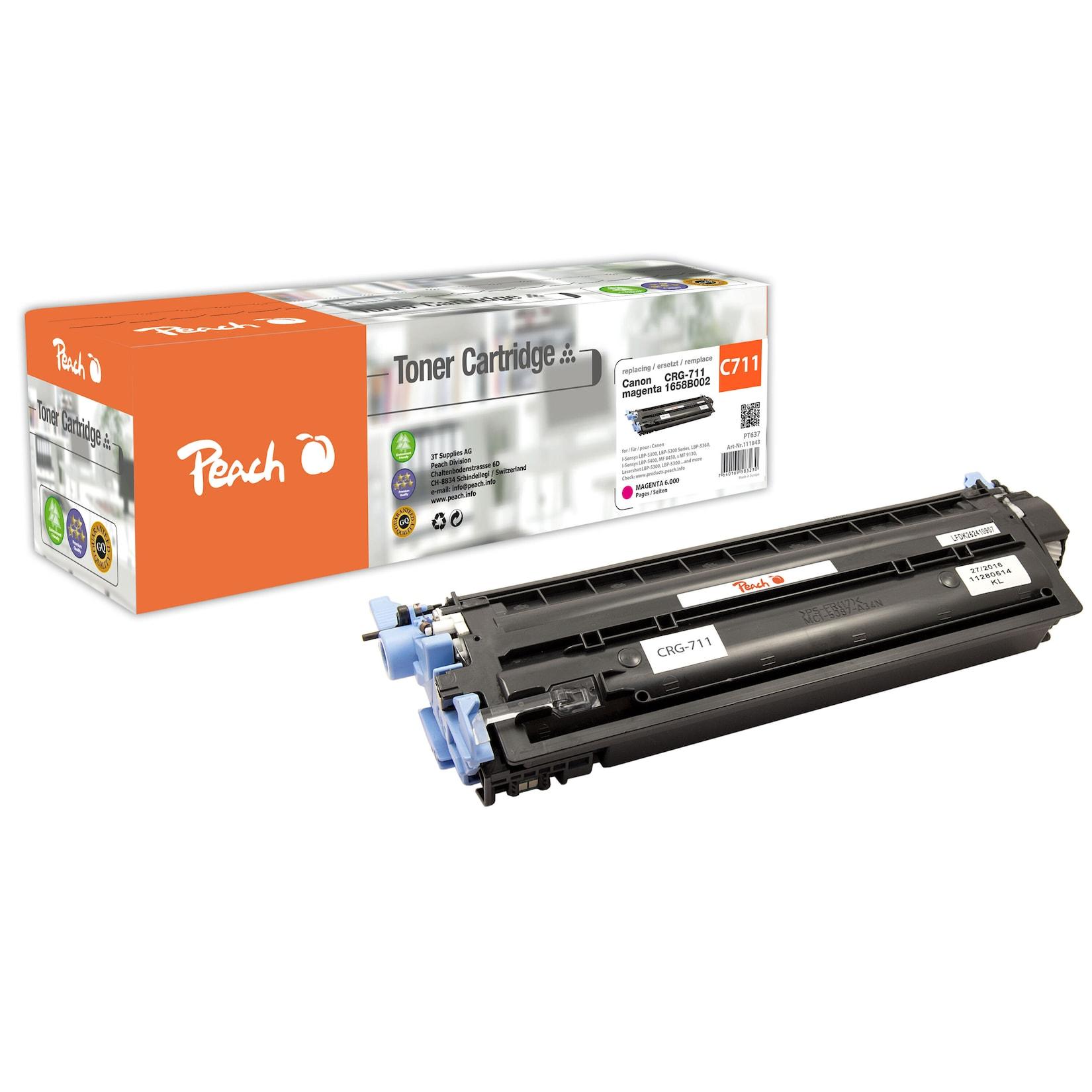 Peach C711 M Toner ma ersetzt Canon CRG-711M, 1658B002 für z.B. Canon ISensys LBP -5300, Canon ISensys LBP -5360, Canon ISensys MF 9100 (wiederaufbereitet)