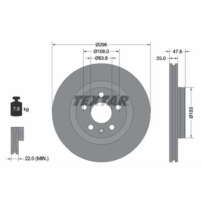 TEXTAR Bremsscheibe PRO+ 92323905 296mm 25mm für Volvo LYNK & CO