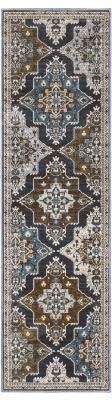 Style Haven Everly Panel Medallions Blue/ Rust Area Rug