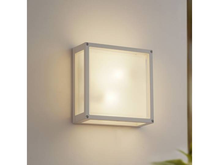 Aurelien applique d'extérieur 25 x 25 cm blanc capteur - Lucande - Balcon - Moderne - Aluminium - Angulaire