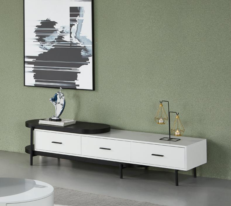 Modern design woonwand met wit houten lowboard voor de woonkamer