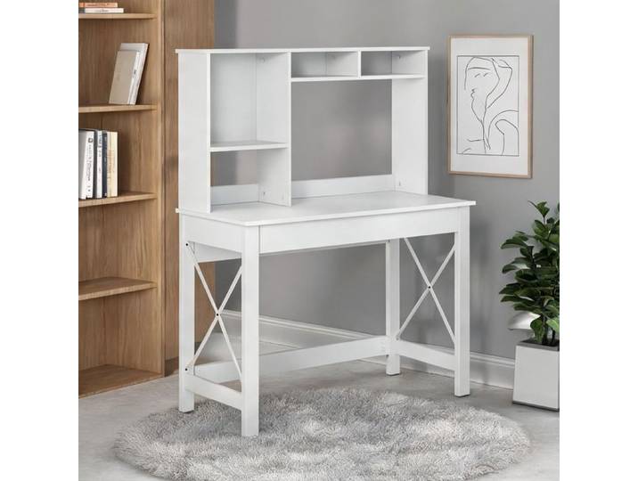 Bureau bibliothèque 2-en-1 en bois 105x50x137 5 cm – Optimise petit espace