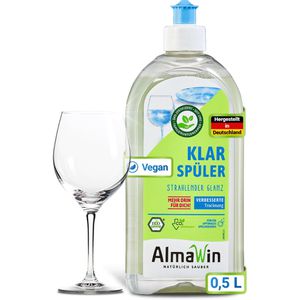 AlmaWin Klarspüler Öko, natürliche Inhaltsstoffe, biologisch abbaubar, streifenfreie Trocknung, Flasche, 500 ml