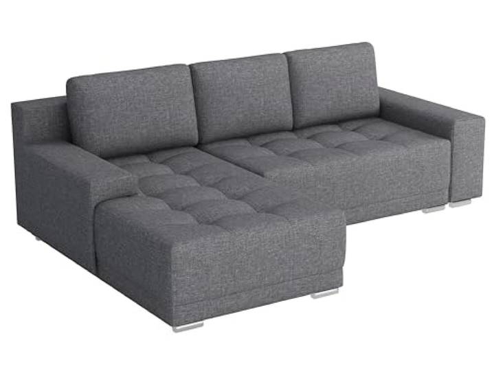 MEBLE-LUX - Ecksofa mit Schlaffunktion und Bettkasten David I Sofa L Form I Eckcouch mit Schlaffunktion I Federkern I Universal Ecke (Rechts oder Links) Sofa Hellgrau