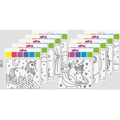 Brunnen Heyda Mal Set Einhorn - Malblock inkl. Wasserfarben und Pinsel, 10 Motive