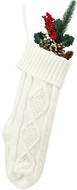 Inspired Living Cozy Large Knitted Christmas Stocking Gift Bag For Fireplace & Holiday Decor white