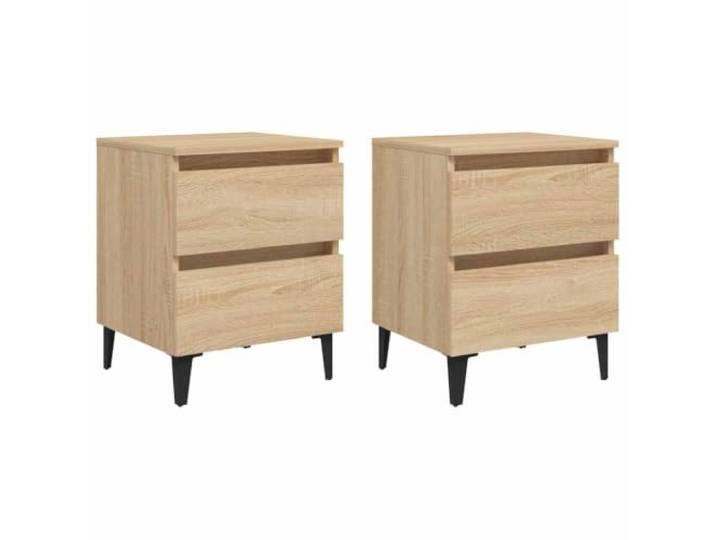 GHVBNMF Nachttische 2er Set Sonoma-Eiche 40x35x50 cm Holzwerkstoff Kompakter Beistelltisch mit 2 Schubladen für Schlafzimmer und Wohnzimmer. Stabile Metallbeine bieten verlässlichen Halt.