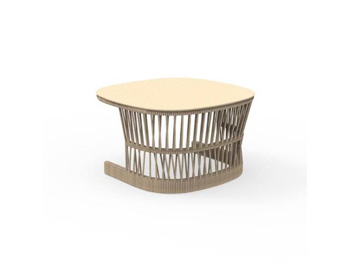 TALENTI table basse MOYENNE d'extérieur CLIFF Collection Icon (Beige - Aluminium peint et corde synthétique)